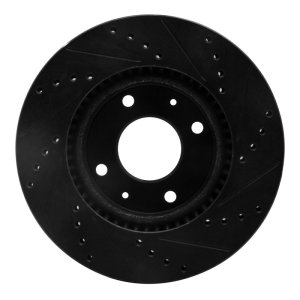 Hyundai Sonata Brake Rotor (1) - Front Left - R1 Concepts - Drilled & Slotted - Black - `02-`06